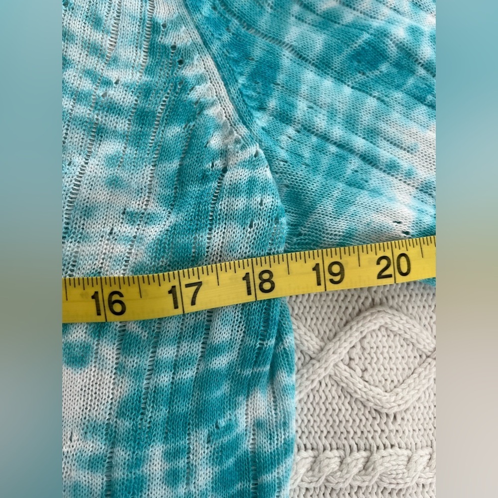 Chico’s Turquoise Tie-Dye Spring Cardigan Button Down Women’s Size Medium - Picture 14 of 14